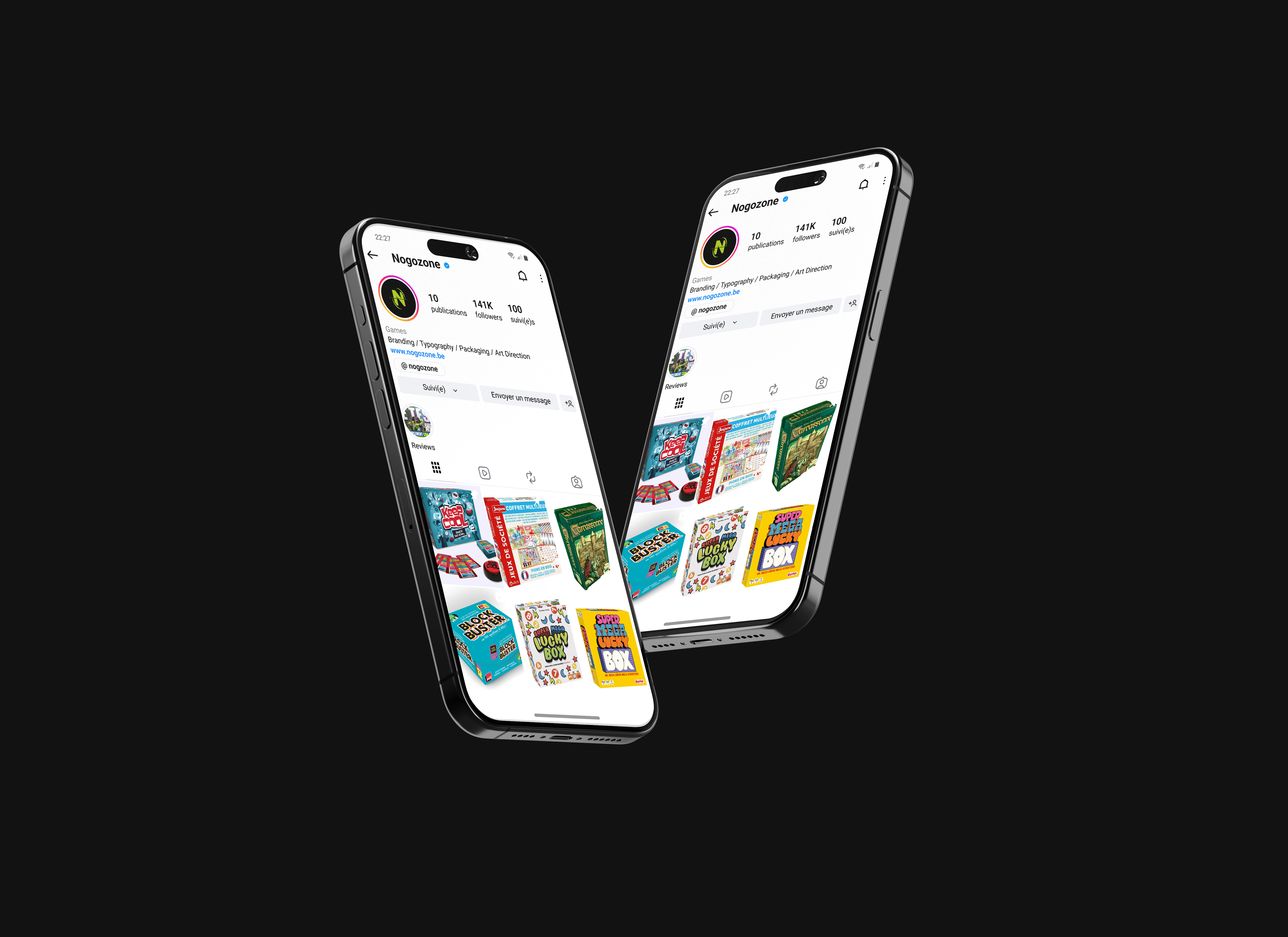 NOGOZONE Instagram interface on iPhone